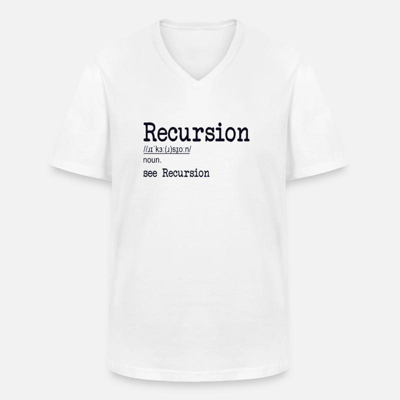 Récursion Définition Développeur Codeur Programmeur - T-shirt col V Homme - blanc