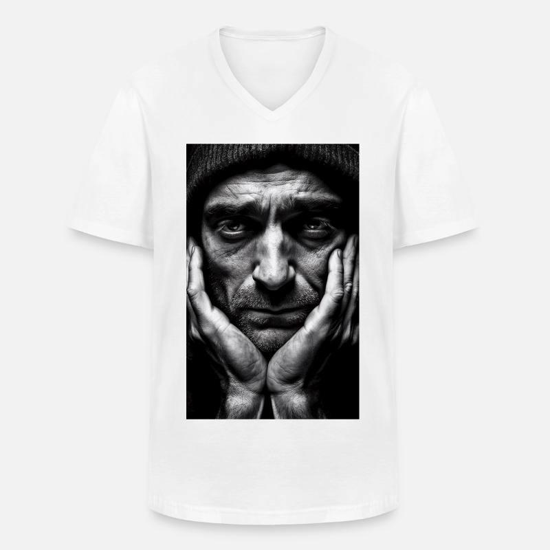 Thinking Guy - Männer-T-Shirt mit V-Ausschnitt - Weiß
