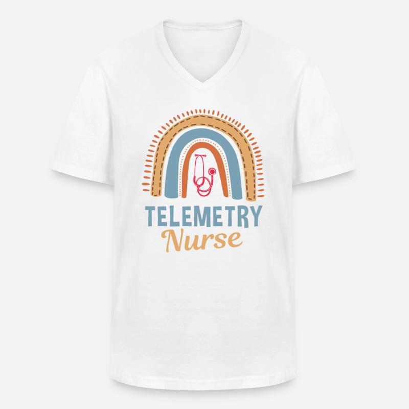 Telemetry Krankenschwester Regenbogen - Männer-T-Shirt mit V-Ausschnitt - Weiß