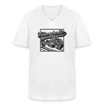 Trikeaholic Threewheeler Trikebike Tricycle - Men's V-Neck T-Shirt - white - Front - AI Model Male 185 light (185cm)