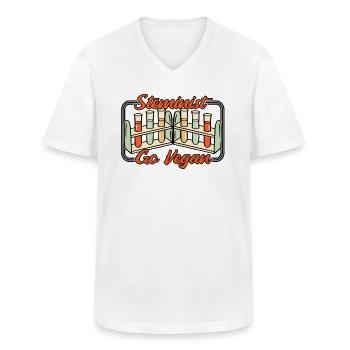 Steminist Go Vegan Scientist Empowering Women - T-shirt col V Homme - blanc - Devant - AI Model Male 185 light (185cm)