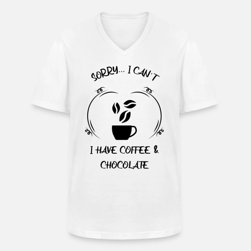 Kaffee Espresso Käffchen & Schokolade - Männer-T-Shirt mit V-Ausschnitt - Weiß
