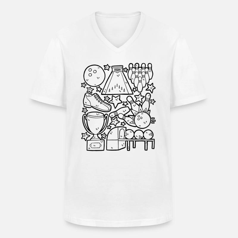 Bowling - Männer-T-Shirt mit V-Ausschnitt - Weiß