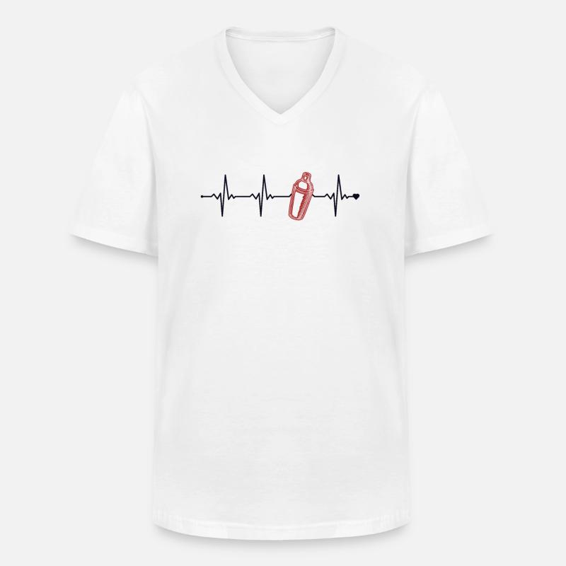 Bartender Heartbeat Mixologist Barmann Bartender - Männer-T-Shirt mit V-Ausschnitt - Weiß