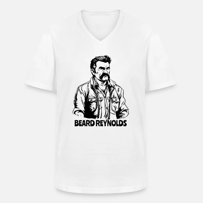 Männlicher Mann, Schnurrbart BEARD REYNOLDS - Männer-T-Shirt mit V-Ausschnitt - Weiß