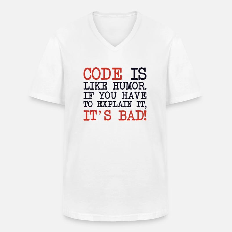 Code Explanation Developer Softwareentwickler - Männer-T-Shirt mit V-Ausschnitt - Weiß