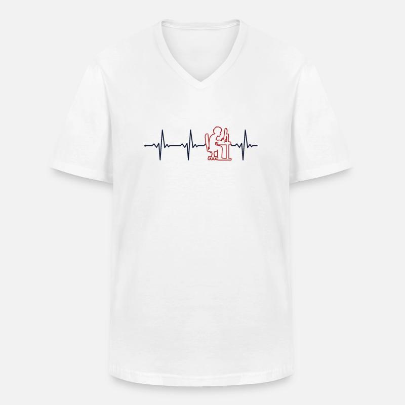 Programmer Heartbeat Softwareentwickler Coder - Männer-T-Shirt mit V-Ausschnitt - Weiß