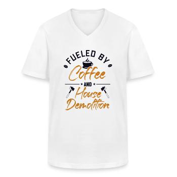 Fueled by Coffee and House Demolition House - Men's V-Neck T-Shirt - white - Front - AI Model Male 185 light (185cm)