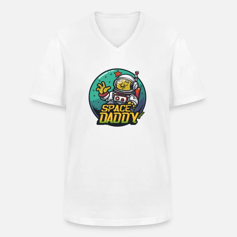 Space Daddy Sci-Fi Astronaut - Männer-T-Shirt mit V-Ausschnitt - Weiß