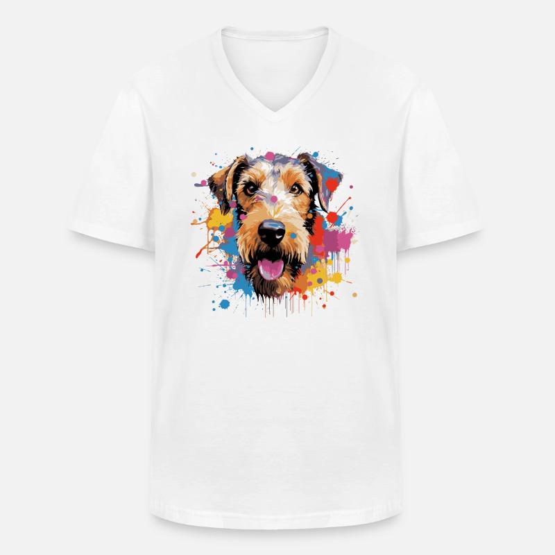 Drahthaar Foxterrier - Männer-T-Shirt mit V-Ausschnitt - Weiß