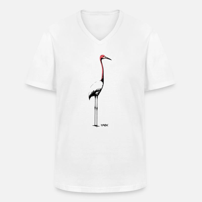 Eleganter Kranich oder Storch - Männer-T-Shirt mit V-Ausschnitt - Weiß