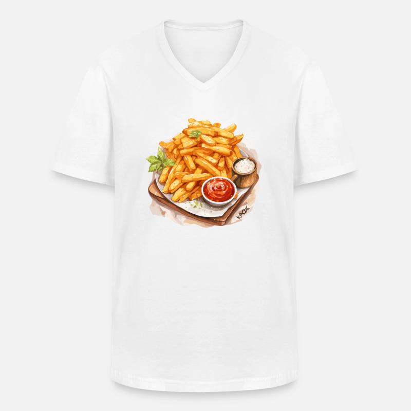 Leckere Pommes - Männer-T-Shirt mit V-Ausschnitt - Weiß