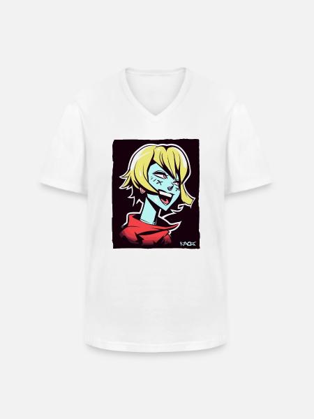 Fille d’anime cool et heureuse - T-shirt col V Homme - blanc
