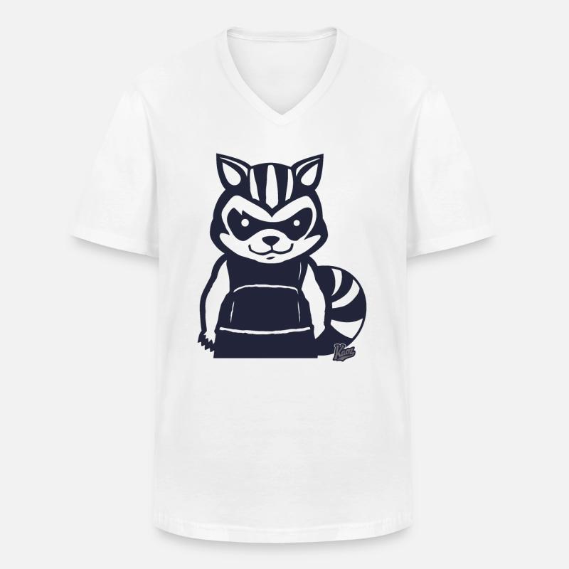 Rowdy Randy Waschbär - Männer-T-Shirt mit V-Ausschnitt - Weiß