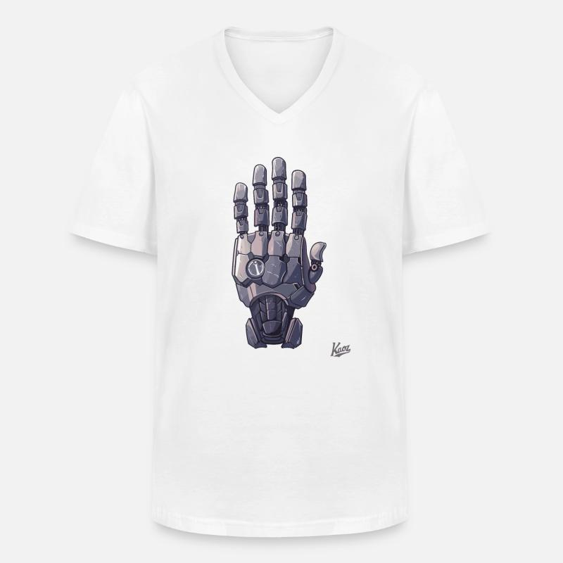 Roboter- oder Cyborg-Hand - Männer-T-Shirt mit V-Ausschnitt - Weiß
