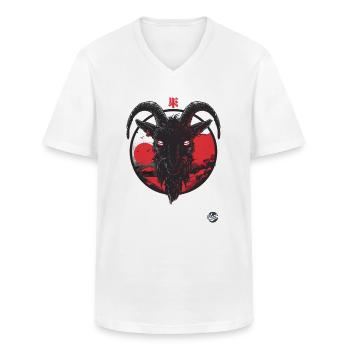 Une chèvre noire - T-shirt col V Homme - blanc - Devant - AI Model Male 185 light (185cm)