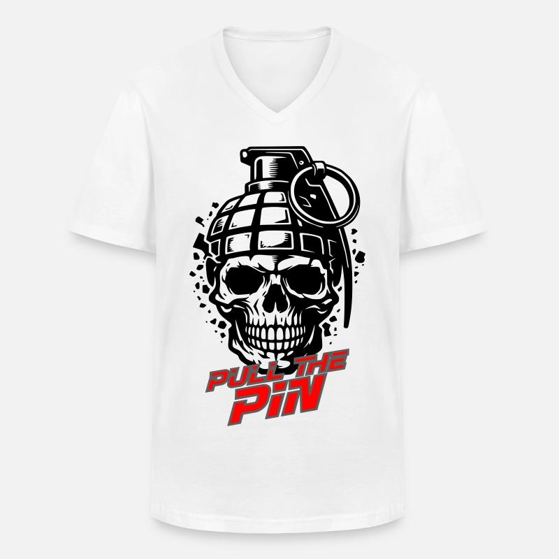 Pull The Pin - Männer-T-Shirt mit V-Ausschnitt - Weiß
