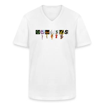 Genesis Platinum Collection Album - Klassiek mannen T-shirt met V-hals - wit - Voor - AI Model Male 185 light (185cm)