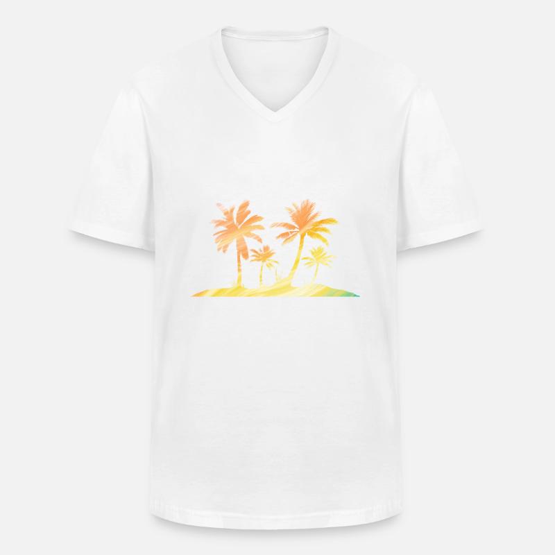 Einsame Insel Regenbogen Bunt - Männer-T-Shirt mit V-Ausschnitt - Weiß