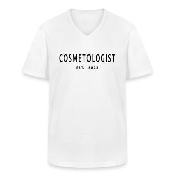 Cosmétologue Est. 2023 Cosmétologue diplômé - T-shirt col V Homme - blanc - Devant - AI Model Male 185 light (185cm)