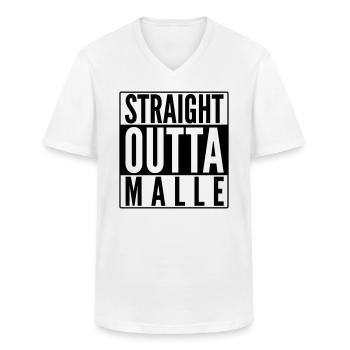 STRAIGHT OUTTA MALLE, MALLORCA, MALLOTZE - Männer-T-Shirt mit V-Ausschnitt - Weiß - Vorne - AI Model Male 185 light (185cm)