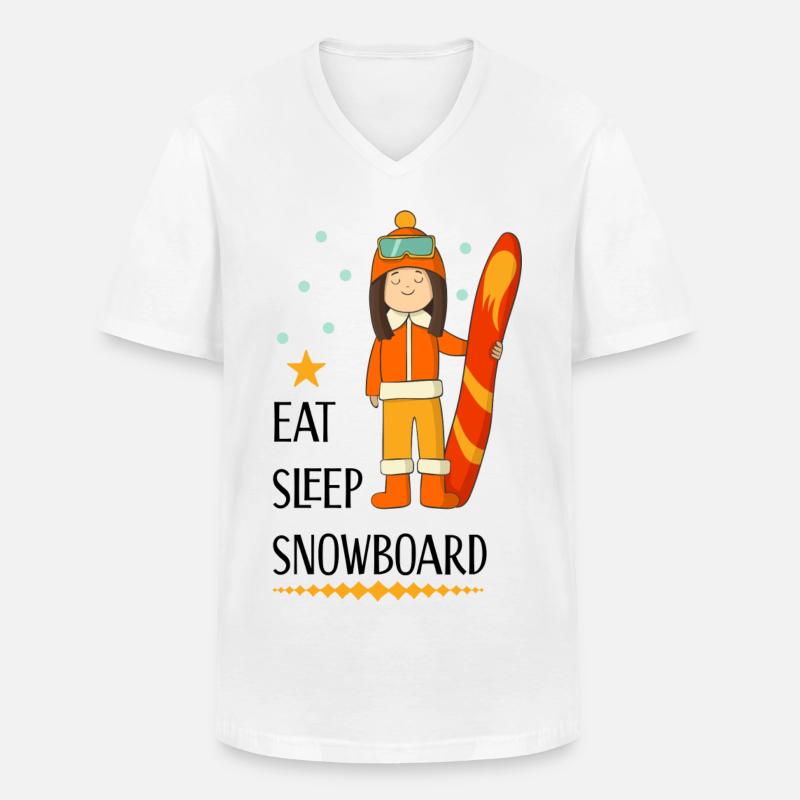 Snowboard - Männer-T-Shirt mit V-Ausschnitt - Weiß