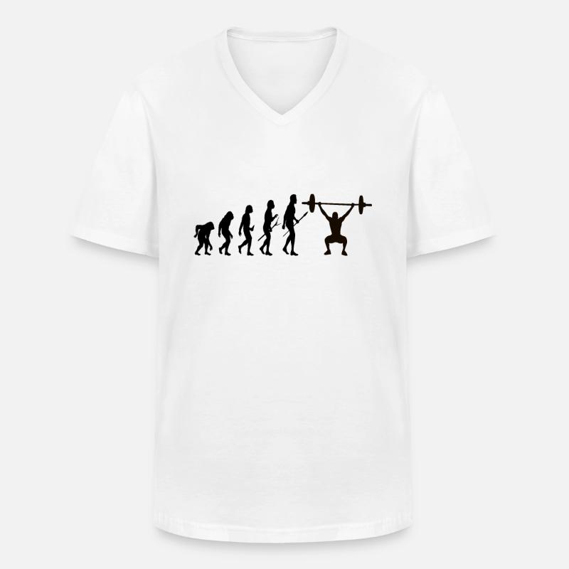 Bodybuilding Evolution - Männer-T-Shirt mit V-Ausschnitt - Weiß