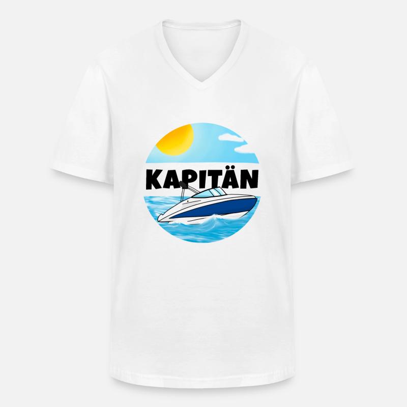 Kapitän Boot - Männer-T-Shirt mit V-Ausschnitt - Weiß