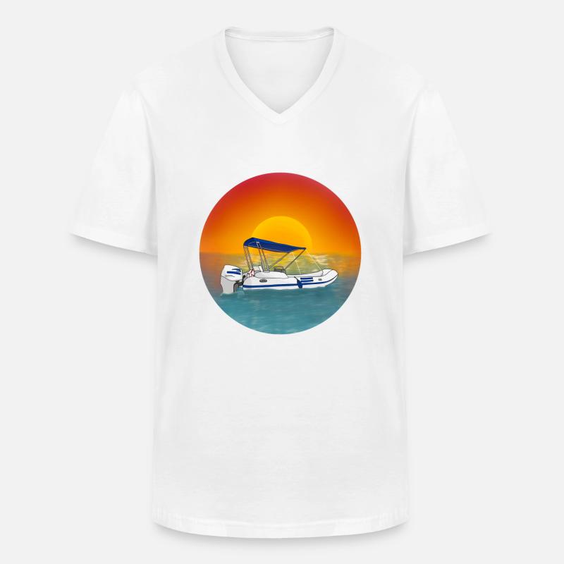 Schlauchboot Motorboot - Männer-T-Shirt mit V-Ausschnitt - Weiß
