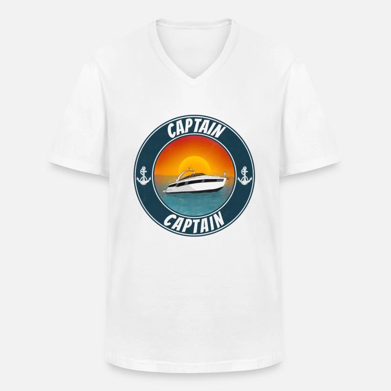 Kapitän Boot - Männer-T-Shirt mit V-Ausschnitt - Weiß