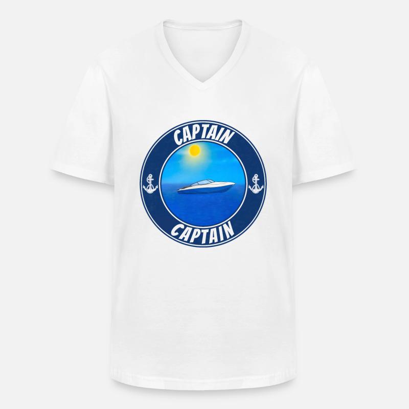 Boot Kapitän - Männer-T-Shirt mit V-Ausschnitt - Weiß