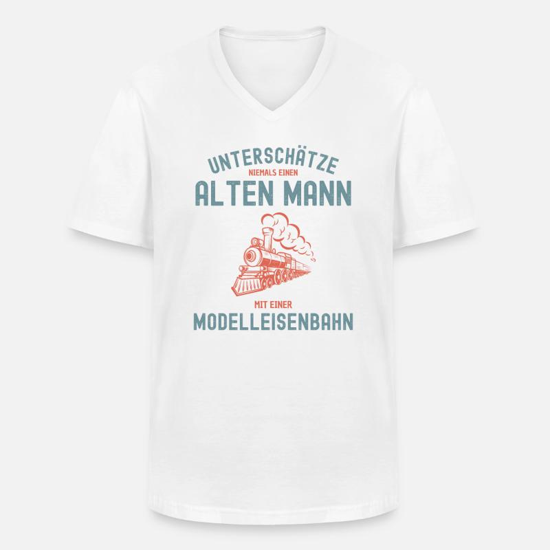 Modellbau Modelleisenbahn Modellbahn Geschenk - Männer-T-Shirt mit V-Ausschnitt - Weiß