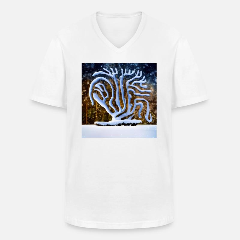 Alter Baum im Winter - Männer-T-Shirt mit V-Ausschnitt - Weiß