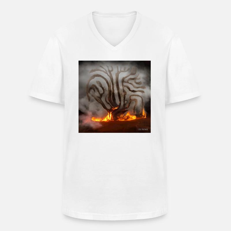 Alter Baum brennt - Männer-T-Shirt mit V-Ausschnitt - Weiß