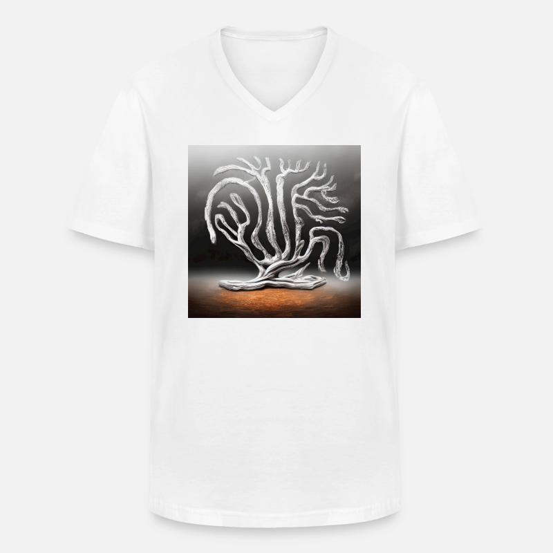 Alter Baum vom Blitz getroffen - Männer-T-Shirt mit V-Ausschnitt - Weiß