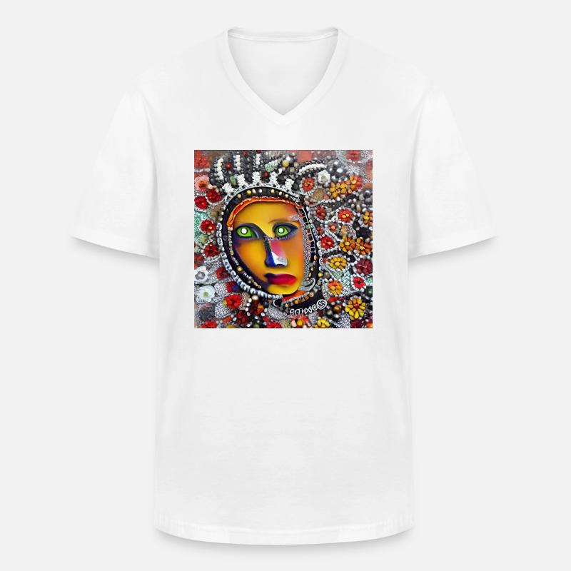 Abstraktes Gesicht - Männer-T-Shirt mit V-Ausschnitt - Weiß