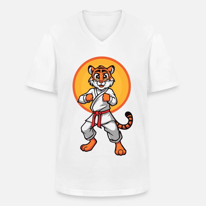 Karate Tiger - Männer-T-Shirt mit V-Ausschnitt - Weiß