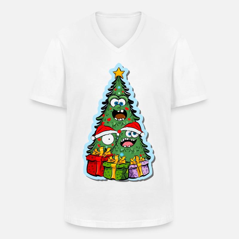 lustiger Weihnachtsbaum - Männer-T-Shirt mit V-Ausschnitt - Weiß
