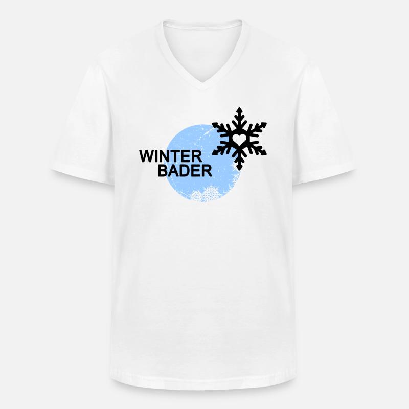 Winterbader Eisbader Winterschwimmen - Männer-T-Shirt mit V-Ausschnitt - Weiß