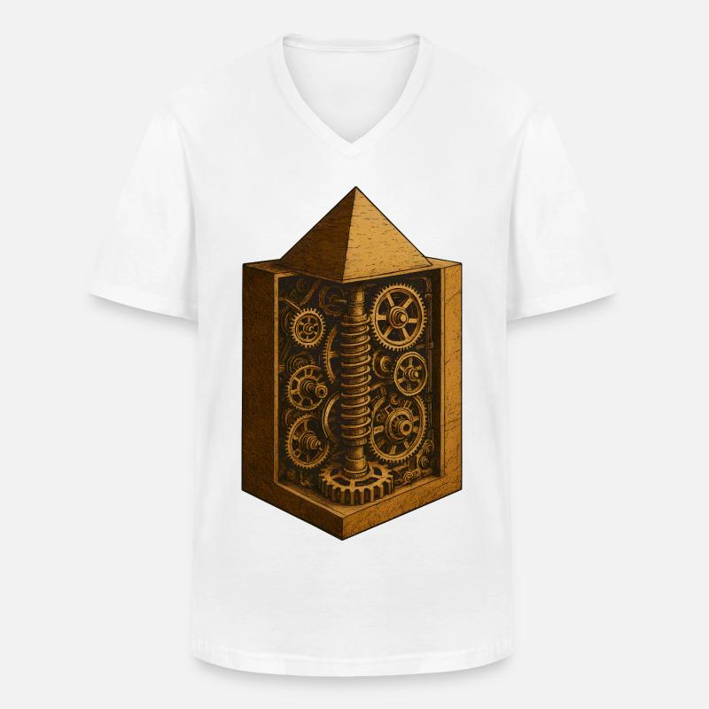 Pyramide von Chephren | Antike Getriebemechanik-Kunst - Männer-T-Shirt mit V-Ausschnitt - Weiß