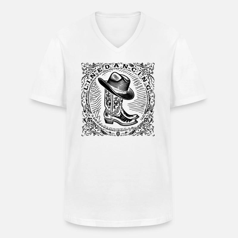 Linedancing - Männer-T-Shirt mit V-Ausschnitt - Weiß