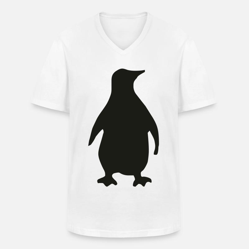Pinguin - Männer-T-Shirt mit V-Ausschnitt - Weiß