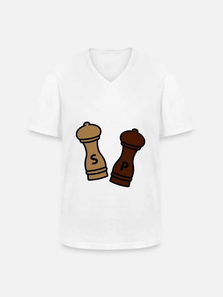 Peper en zout / cadeau idee hobbykok / kruiden - Klassiek mannen T-shirt met V-hals - wit