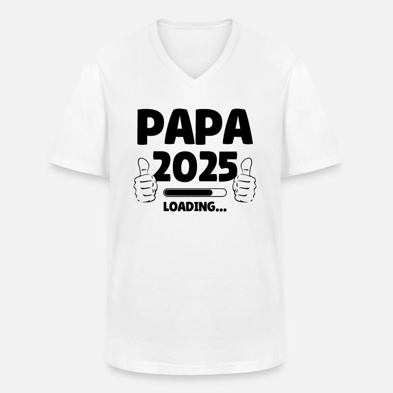 Papa 2025 Loading - Männer-T-Shirt mit V-Ausschnitt - Weiß