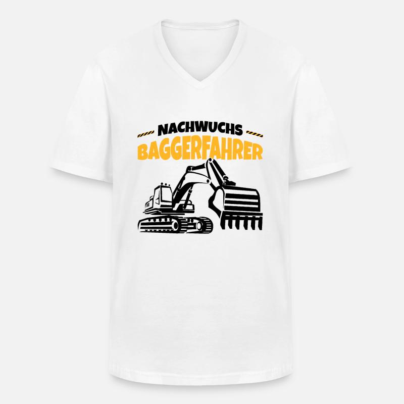 Bagger - Männer-T-Shirt mit V-Ausschnitt - Weiß