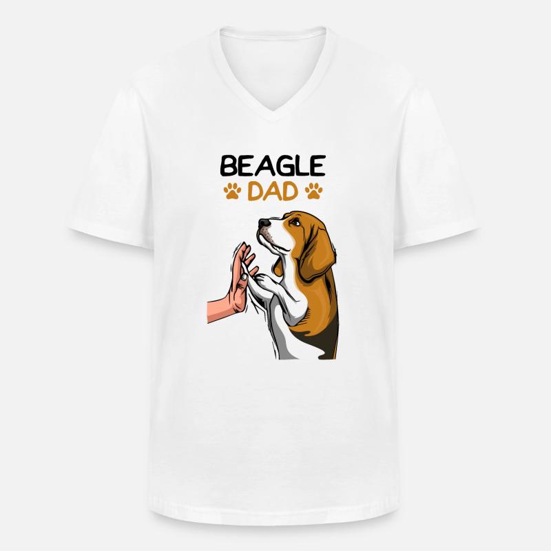 Beagle Hunde Papa Dad Herrchen - Männer-T-Shirt mit V-Ausschnitt - Weiß