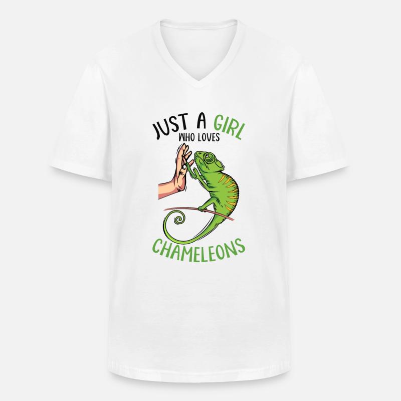 Chameleon Mädchen - Männer-T-Shirt mit V-Ausschnitt - Weiß