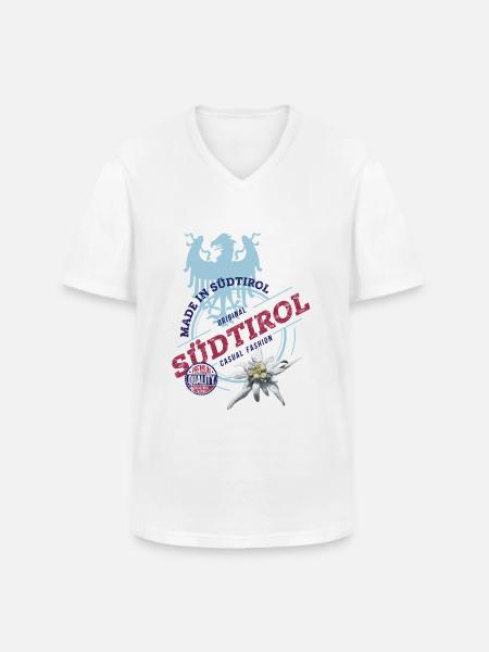 SÜDTIROL - Männer-T-Shirt mit V-Ausschnitt - Weiß