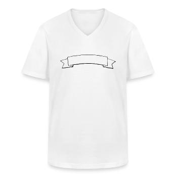Bannière décorative, Titre/En-tête du cadre de texte - T-shirt col V Homme - blanc - Devant - AI Model Male 185 light (185cm)