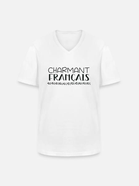Charmant français - T-shirt col V Homme - blanc